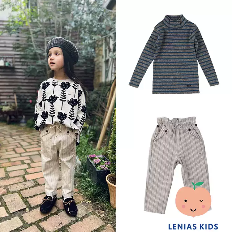 Lenias LN家 日本FITH 23AW秋冬新 搭针织条纹打底衫+裤子