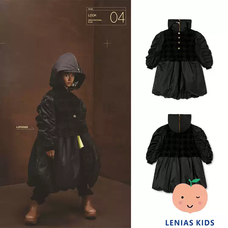 lenias LN家LCF22AW秋冬儿童时髦厚款不规则长款外套