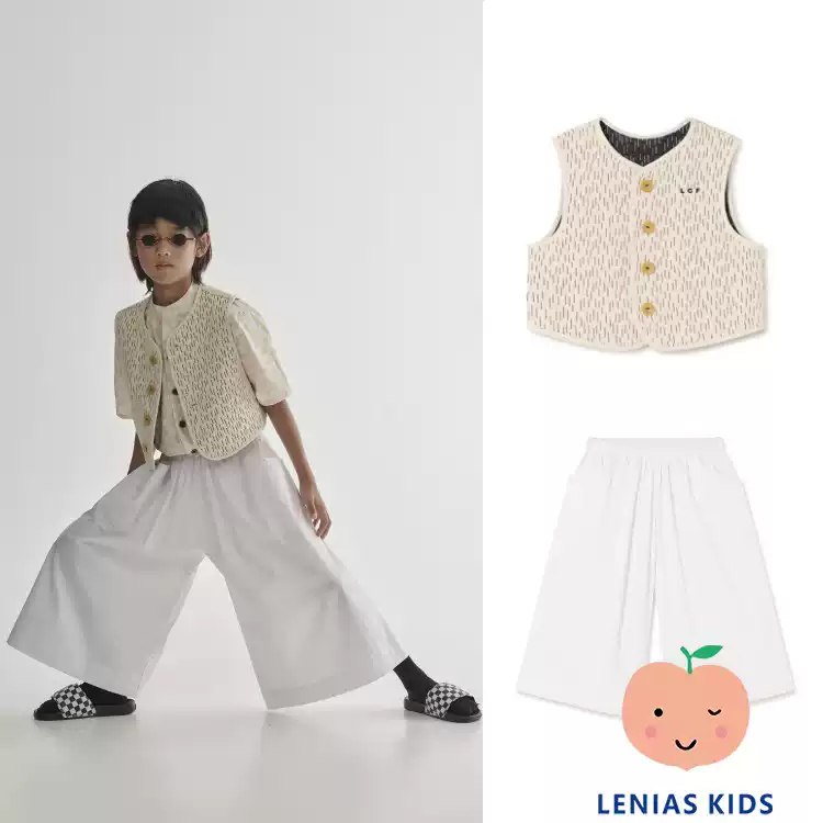 Lenias LN家 LCF 24SS春夏 女童 logo短款 马甲+阔腿裤
