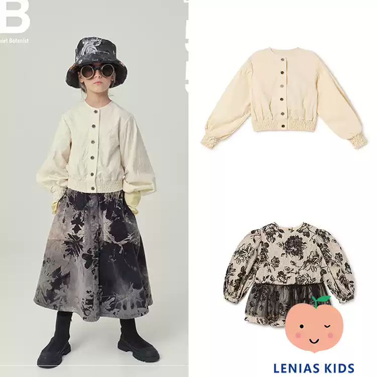 Lenias LN家LCF 23AW秋冬 复古 花朵薄纱上衣长袖 衬衫