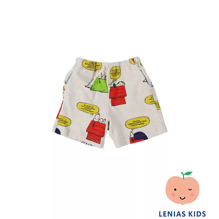 Lenias LN家Denim Dungaree25SS春夏卡通史努比印花短裤