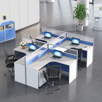 Shenzhen L-type Office table and chair card position 4 people Office card holder screen table partition 6 People staff curved computer desk