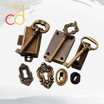 Chinese antique drawer lock classical cabinet door furniture accessories retro key vintage lock piece hardware set drawer lock