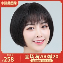 Wig female short hair real hair silk wave head middle-aged and elderly mother full head round face real hair set simulation hairstyle
