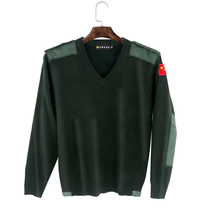 Round neck V-neck sweater sweater sweater warm olive green fleece men autumn winter military sweater warm Leisure