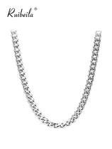 ruibeila Cuba silver necklace Mens fashion simple classic pendant 990 sterling silver clavicle chain Plain chain chain