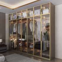 Light luxury modern glass wardrobe with lamp multifunctional custom cloakroom combination home Rabbit Baby bedroom big wardrobe