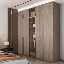Home bedroom custom light luxury cloakroom Nordic large wardrobe flat door solid wood modern minimalist glass door wardrobe