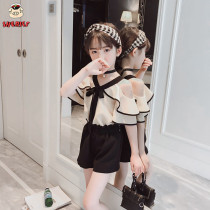 Girl 2022 New Summer Dress Short Dress Suit Children Dress CUHK Child Foreign Air Korean Version Pants Skirt Subnetting Red two sets