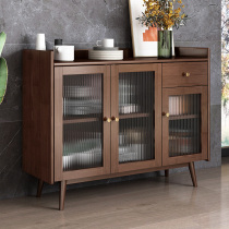 Modern simple solid wood sideboard Nordic kitchen cupboard microwave oven tea cabinet wine cabinet storage cabinet light luxury