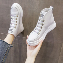 Hong Kong leather high-top shoes womens ins summer womens shoes 2021 new thick-soled white shoes sports casual shoes board shoes tide M