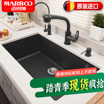 Maielite Kitchen Sink Quartz Stone Black Sink Large Single Trough Pelvic Granite Wash Basin Pool 569