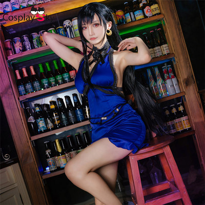 taobao agent Final Fantasy 7 Remake COS clothes TIFA TIFA COSPLAY Blue Dress Skirt Game Play