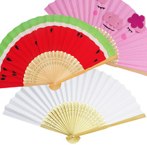 diy blank paper fan white folding fan 7 inch plain children diy painting cool fan kindergarten handmade materials