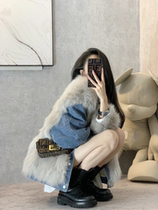 Parker suit autumn and winter 2021 New imitation fox fur stitching denim fur female young thick fur coat