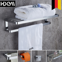 German Modern Bath Towel Rack Toilet Wall-mounted Shelve Towel Rod Full Copper Bathroom Hardware Pendant Roll Paper Rack