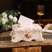 European ceramic paper box luxury tissue box creative coffee table living room decoration paper box ornaments household tissue box