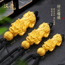 Hanxiu Gold Pixiu pendant Mens 999 pure gold 3D hard gold Pure gold Pixiu gold necklace Female Pichu pendant