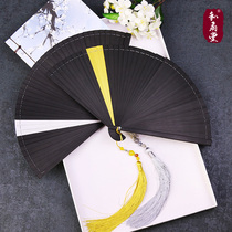 Chinese style full bamboo fan carving Hollow Japanese style male female folding fan handmade gold silver small dance fan