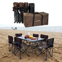 Outdoor direct sales folding small table and chair set Portable aluminum alloy camping barbecue self-driving tour picnic combination