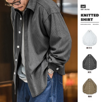 Madden tooling Japanese retro jacquard knit dark gray shoulder long sleeve shirt loose thick coat inch men