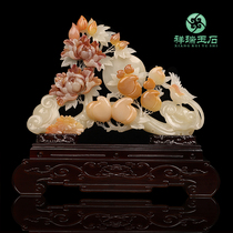 High-grade natural jade ornaments living room TV cabinet entrance wine cabinet decorations festival high rise fortune craft gifts