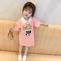 2021 summer new girls short-sleeved T-shirt dress childrens Korean version of childrens clothing half-sleeve female baby dress