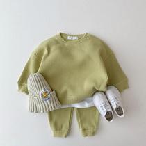 Spring and autumn clothing mens and womens sports fashion small and young children casual knit suit female baby foreign air two sets of damp
