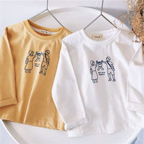 Little chirp goo 2021 new product~Childrens clothing men and women childrens Western style T-shirt long-sleeved family baby bottoming shirt Korean trend