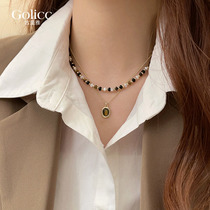 Tiger Eye pendant colored string beads necklace with small crowdsourced design light extravagant advanced sensual necklace with new retro temperament ornament