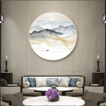 4468 new Chinese ink landscape landscape golden line round single pair living room sofa background wall hanging painting decorative painting