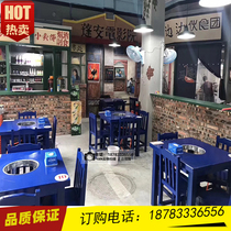 Custom marble square induction cooker Malatang table Antique small county liver road side string of hot pot tables and chairs