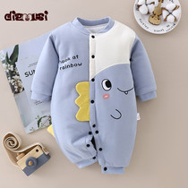 Baby conjoined clothes autumn and winter thickened warm cotton-padded jacket suit male newborn cotton clothes female baby winter clothes