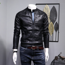 Tide brand mens motorcycle leather clothing 2021 autumn and winter New Korean slim fashion stand collar short leather jacket coat
