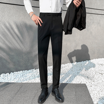2021 trousers mens business free ironing slim black small feet pants youth handsome casual Korean version of the trend suit pants