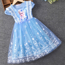  Frozen Aisha princess dress girls short-sleeved dress summer children Aisha tutu summer new