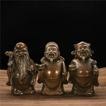 仏教美術　青銅古銅　福禄寿三星像　縁起物　置物　V　7833 铜福禄寿三星-铜福禄寿三星促销价格、铜福禄寿三星品牌- 淘宝
