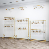 Double-layer liftable adjustable clothing rack clothing store gold hanger childrens clothing store display rack male and womens clothing store hanger