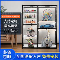 Large luxury glass hand-run display cabinet animation model display cabinet Lego toy storage cabinet household dustproof belt lock