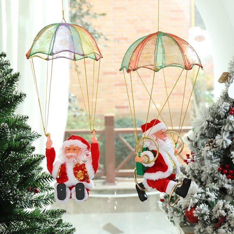 ノベルティ電動サンタクロースパラシュート人形おもちゃ子供のクリスマスギフト電動クリスマス装飾