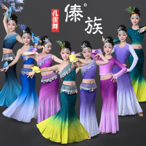 New childrens Dai ethnic dance performance Costume Girl Peacock Dance Performance Wear test Gradual Body Stern Dress