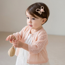 Childrens knitted cardigan summer thin air-conditioned shirt outside the girls outfit Baby baby sunscreen sweater jacket spring and autumn