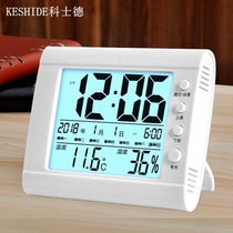 Alarm clock with calendar week thermometer desktop home indoor hygrometer precision high precision electronic dry and wet digital display