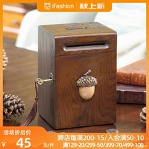 American creative gift wooden piggy bank large piggy bank home decoration decoration with lock change piggy bank