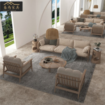 Minjuku Hotel Solid Wood Vine Choreography Sofa SILENT WIND DAY STYLE ORIGINAL WOOD COLOR LIVING-ROOM PROTOTYPE BOARD ROOM TEA HOUSE SOFA CUSTOMIZABLE