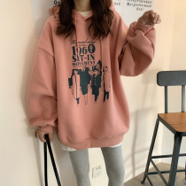 European station autumn thin sweater womens hooded loose lazy style Korean version of foreign style long sleeve student shirt