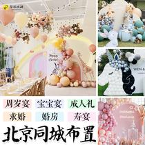 Beijing birthday decoration scene layout year old party baby girl boy balloon childrens proposal net door