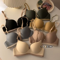 Summer incognito small bra Large bra without rims gathered girl underwear thin section closed milk adjustment anti-sagging