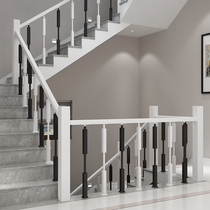 Simple modern stair handrail loft iron railing balcony solid wood fence Villa home indoor simple log