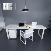 Lallo pure white minimalist desk design work simple computer desk modern LOFT conference table long table